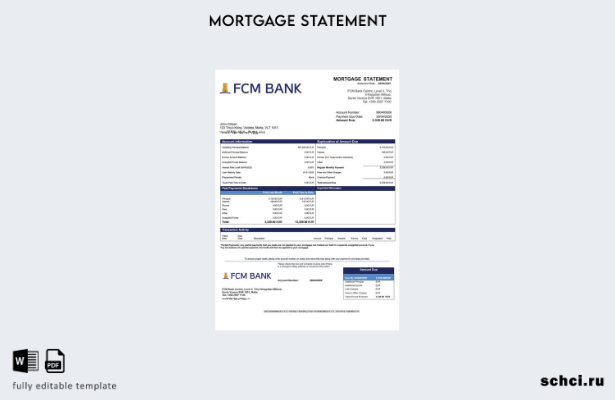 Загрузка в цифровом формате Выписка по ипотечному кредиту Malta FCM Bank Шаблон 